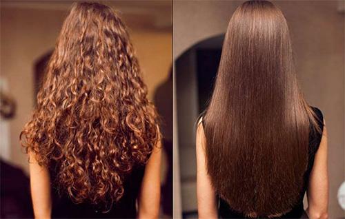 волосы до и после химического выпрямления