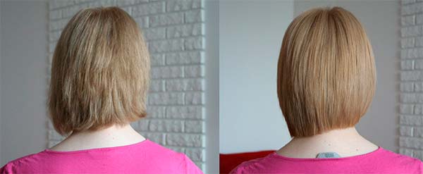 кератиновое выпрямление на короткие волосы — до и после