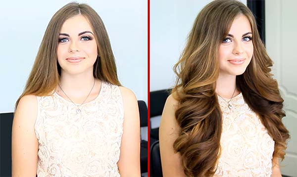 фото девушки до и после временной завивки волос крупными локонами