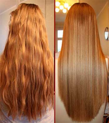 кератиновое выпрямление на длинные волосы — до и после