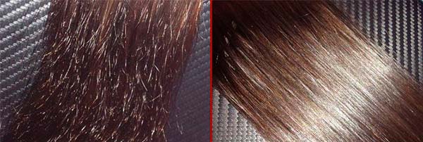 как выглядят волосы до и после полировки