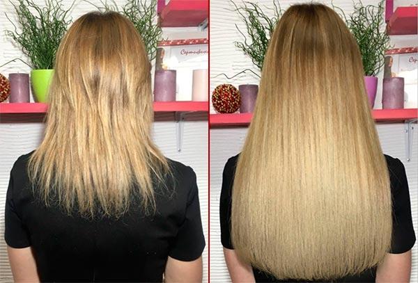 капсульное наращивание волос до и после