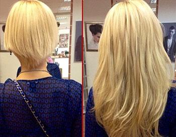 наращивание волос на короткие волосы — фото до и после