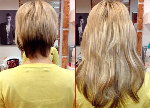 наращивание волос на короткую стрижку — фото до и после
