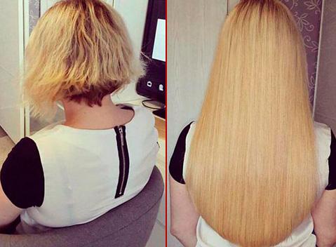 японское наращивание волос на «Боб-каре» — до и после