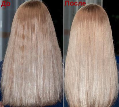 волосы до и после применения инфракрасного ультразвукового утюжка