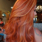 калифорнийское мелирование на длинные рыжие волосы