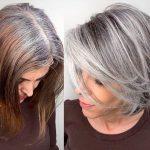 шатуш на седые волосы фото до и после